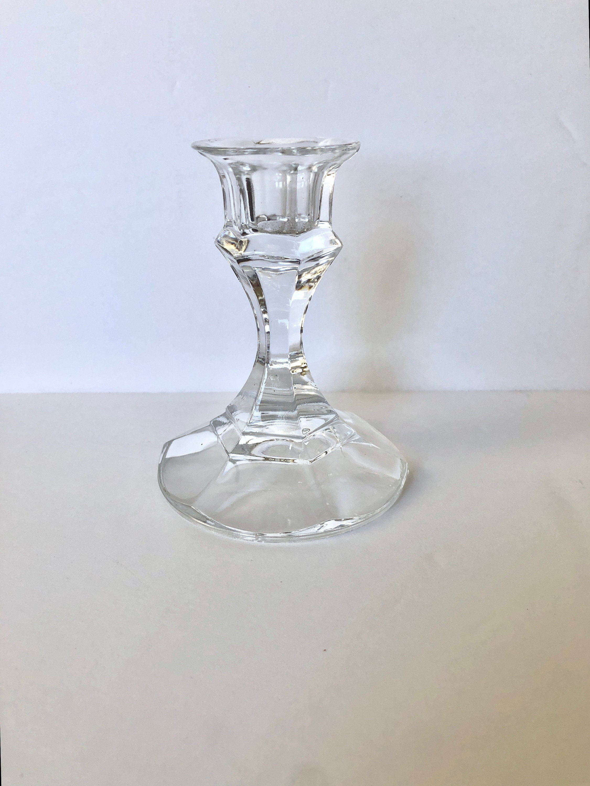 Pair of Vintage Glass Candlesticks / Glass Candlestick Holders Etsy