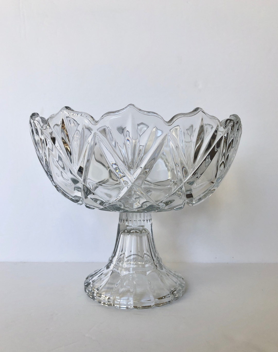 Vintage Lead Crystal Pedestal Bowl / Crystal Pedestal Compote Etsy