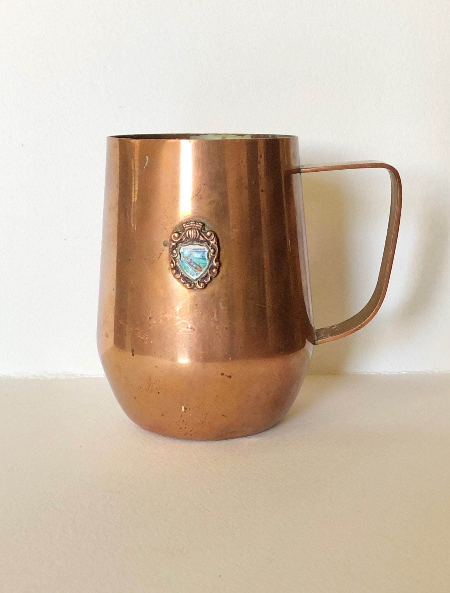 Copper Mug Vintage Copper Colored Metal Mug From India Large 