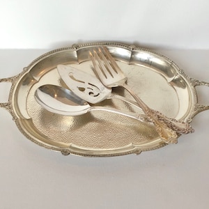 Vintage Silver plated Serving Silverware and Platter / Vintage Silver Serving Platter / Vintage Silver Silverware / Silver Serving Tray