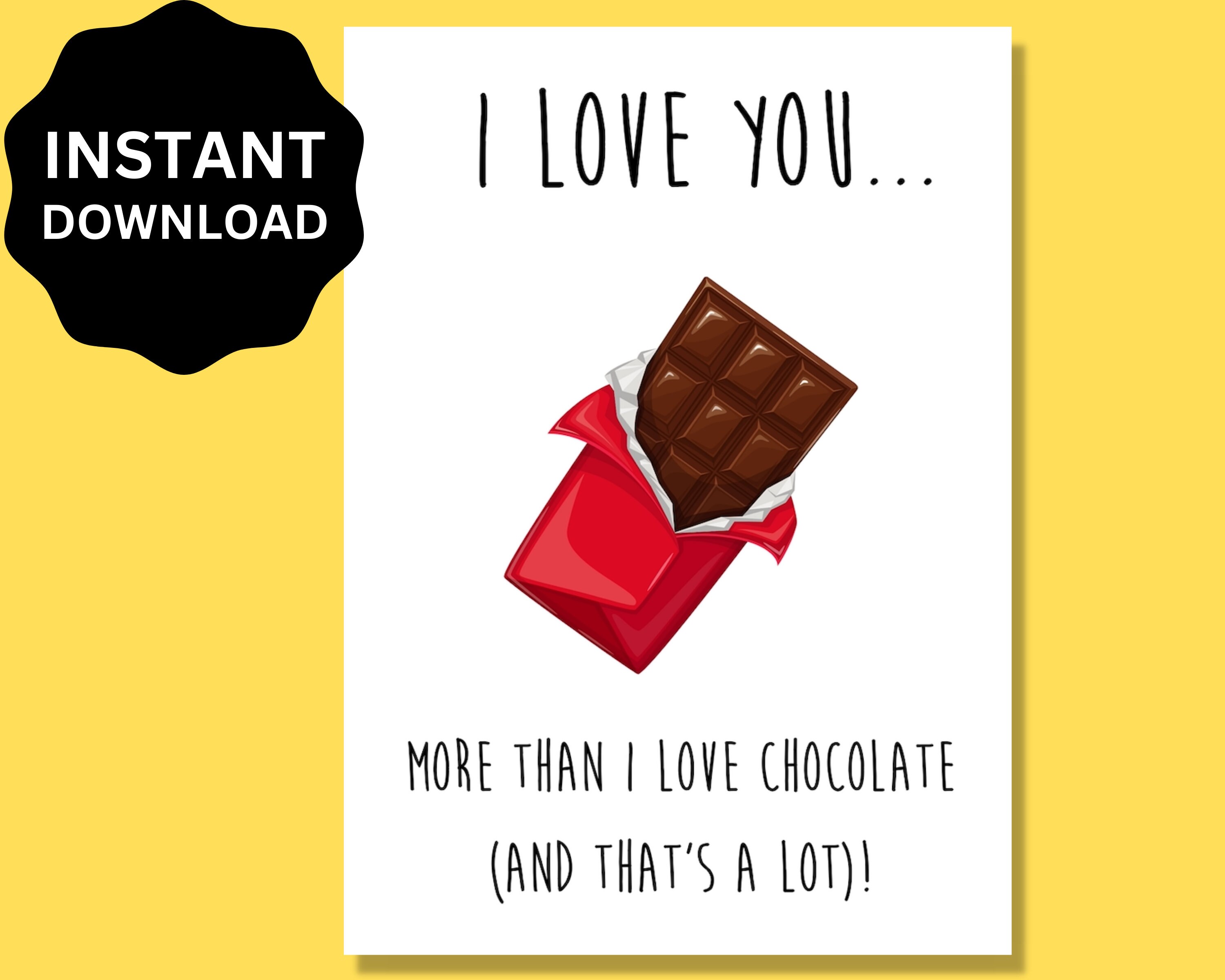 Liebeskarte „I Love You More Than Chocolate“ – Witzige Karte Für Ehemann, Freundin, Jubiläum