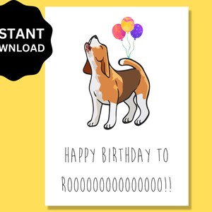 Lustige süße Happy Birthday Karte für Hundeliebhaber | Herunterladbare Geburtstagskarte für ihn, für sie, Ehemann, Ehefrau, Vater, Mutter, Sohn, Tochter