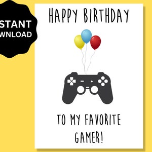 Druckbare Happy Birthday Karte für Gamer, Videospiel | Herunterladbar