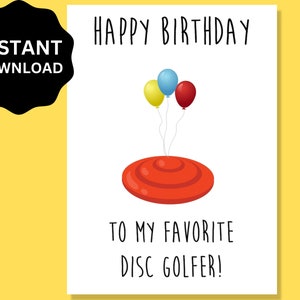 Carte d'anniversaire de golf de disque | Carte de joyeux anniversaire pour Frisbee Golf | Disc Golfeur, Frolf, Frisbee Golfeur | Carte de vœux téléchargeable imprimable