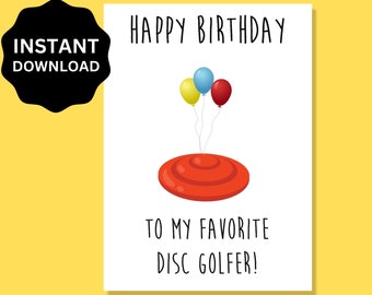 Carte d'anniversaire de golf de disque | Carte de joyeux anniversaire pour Frisbee Golf | Disc Golfeur, Frolf, Frisbee Golfeur | Carte de vœux téléchargeable imprimable