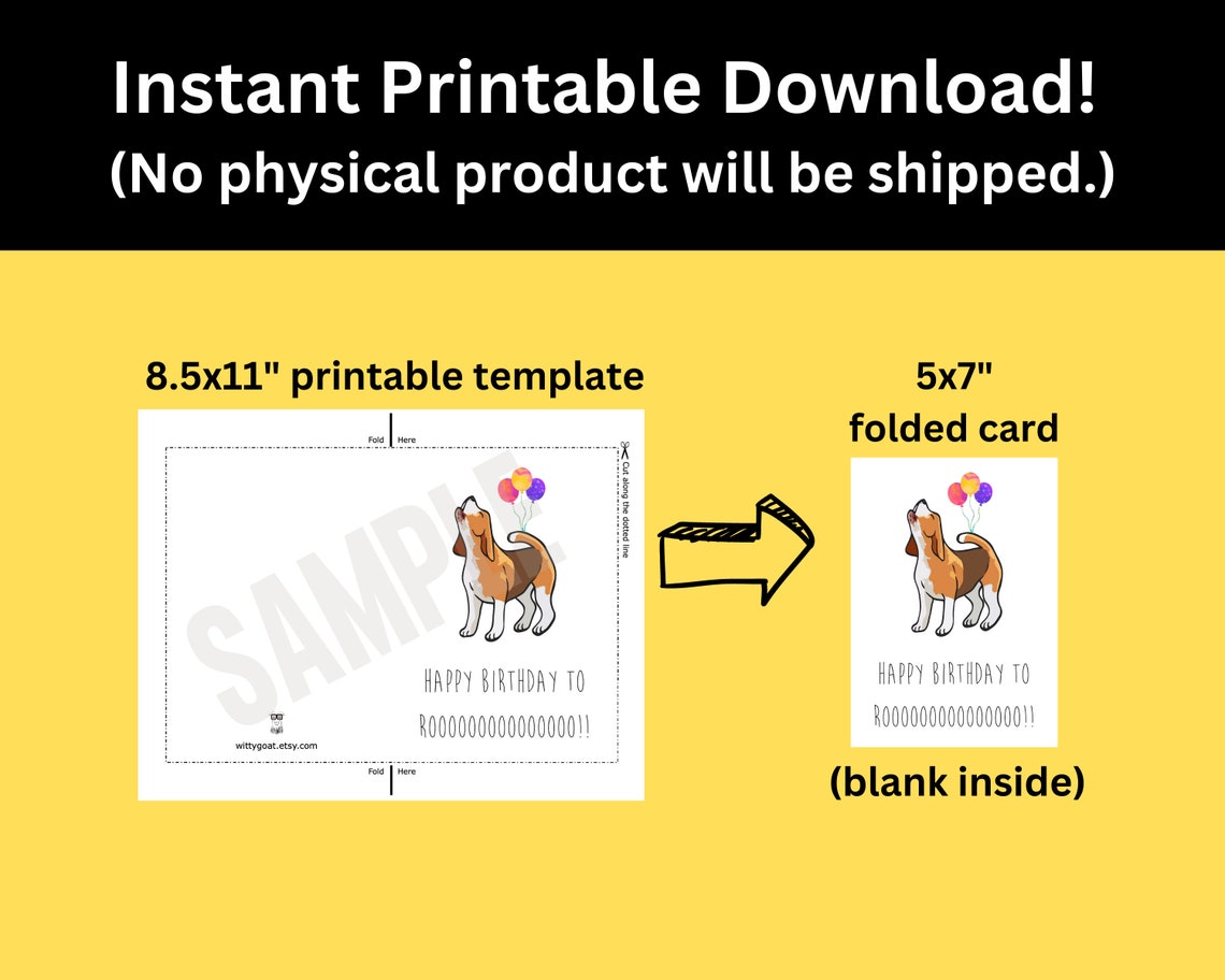 Printable Funny Cute Happy Birthday Card for Dog Lover - Etsy