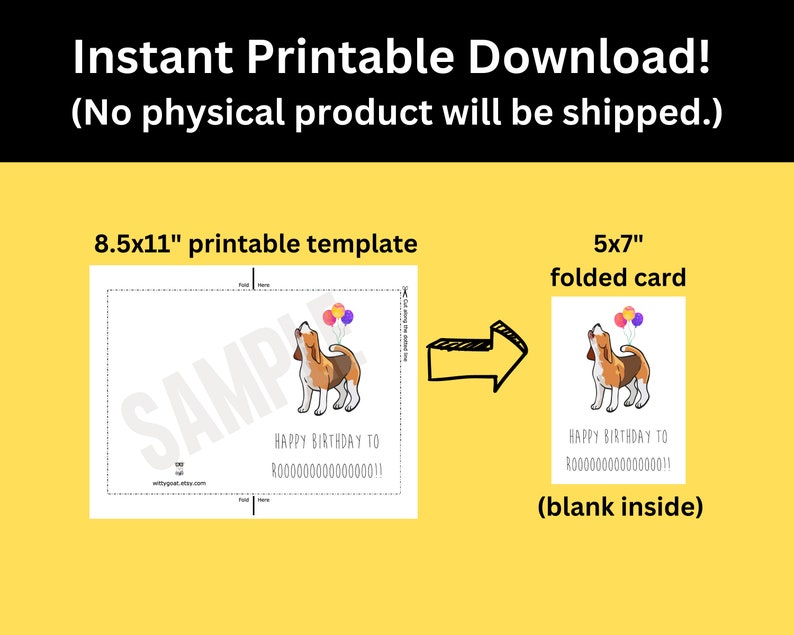 Printable Funny Cute Happy Birthday Card for Dog Lover | Downloadable ...
