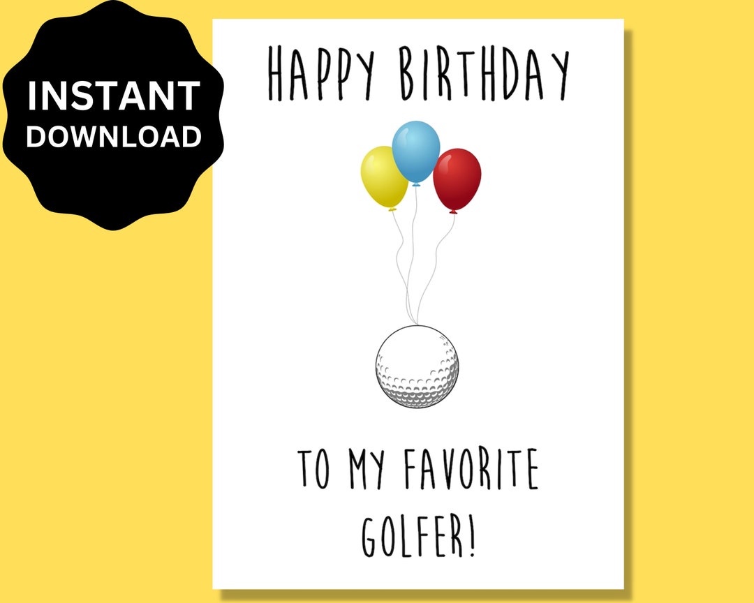 Golfer Happy Birthday Card Printable, Downloadable Golf, Golfing ...