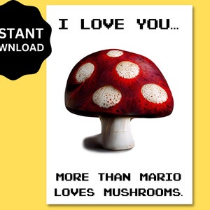 Printable Mario Themed Happy Anniversary Card, Downloadable Mario, Gamer Anniversary Card, Video Game Card, Mario Valentines Card, Wedding