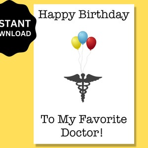 Tarjeta de cumpleaños del médico imprimible / Tarjeta de feliz cumpleaños para el médico, descargable / Tarjetas para médicos, regalos de cumpleaños para médicos