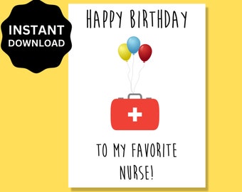 Nurse Birthday Card Printable | Happy Birthday Card for Nurse, Downloadable | Cards for Nurses, Birthday Gifts for Nurse