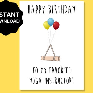 Yoga Instructor Birthday Card Printable | Happy Birthday Card for Yogi, Downloadable | Cards for Yoga Instructor, Birthday Gifts for Yoga