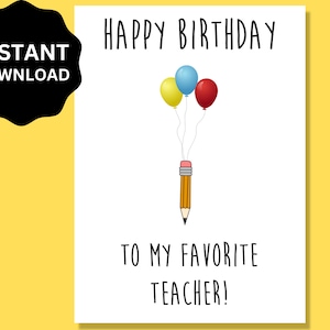 Lehrer Geburtstagskarte Printable | Alles Gute zum Geburtstag Karte für Lehrer, Herunterladbar | Karten für Lehrer, Geburtstagsgeschenke für Lehrer