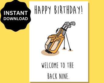 Funny Golfer Birthday Card | Printable, Downloadable | Golf, Golfing, Old, Over the Hill, Insulting, Sarcastic, Friend, Brother, Dad, Uncle