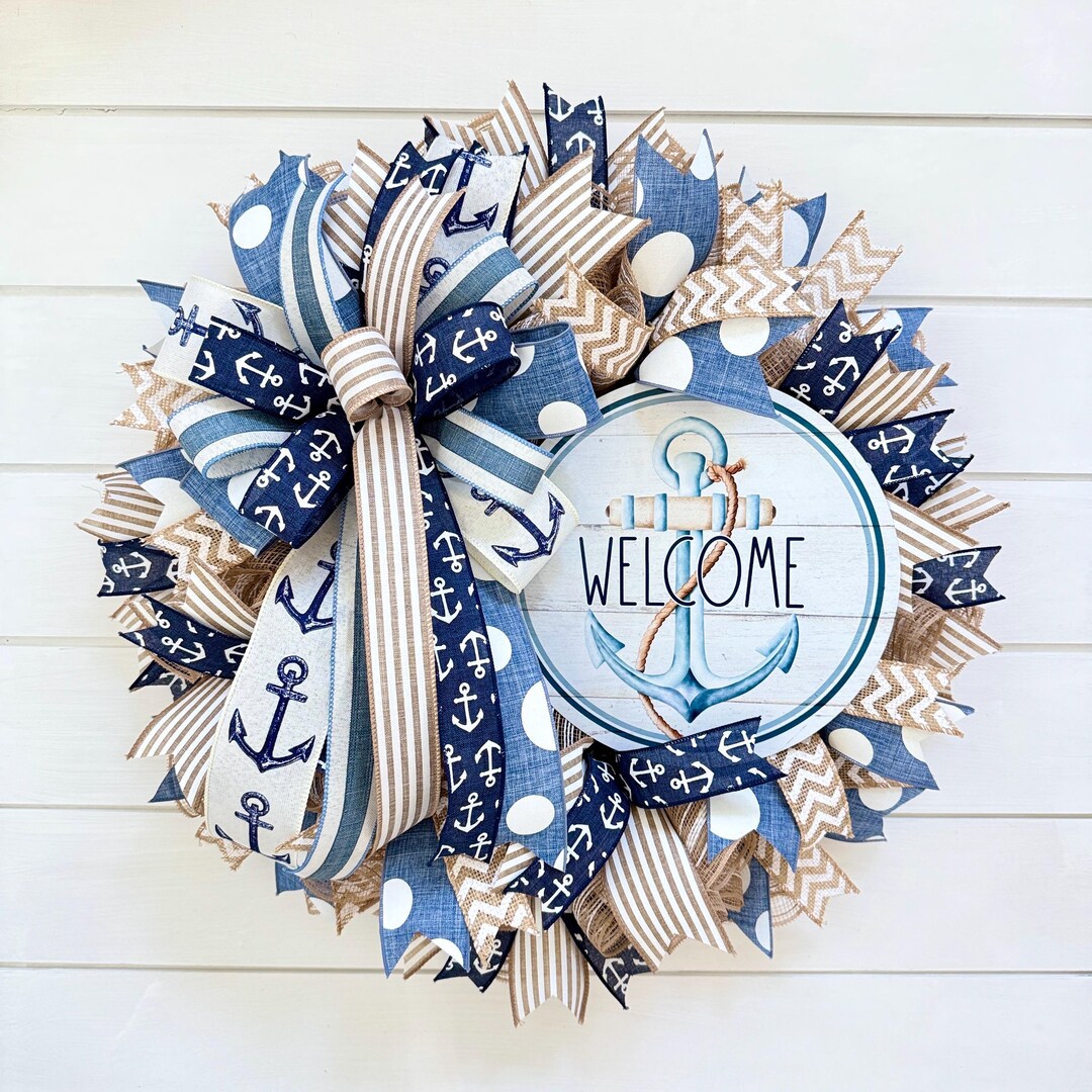 Nautical Wreath for Front Door, Summer Wreath, Beach House Decor ...