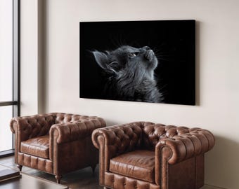 Gray Cat Canvas Print – Whimsical Wall Art Decor