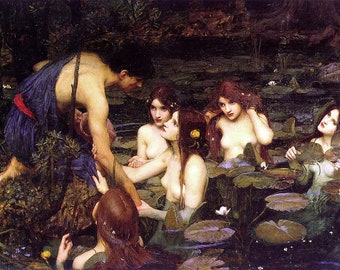 Gift for home - Waterhouse - Hylas and the Nymphs - Manchester Art Gallery 1896 - Wall Hanging - Decor, Famous Artwork, Canvas Art Print