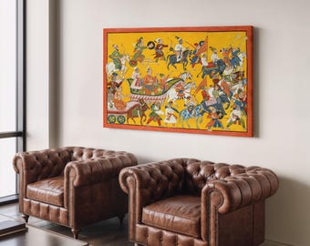 King Dasaratha's Wedding Procession Folio: Shangri Ramayana Series Canvas Print (MET Museum)