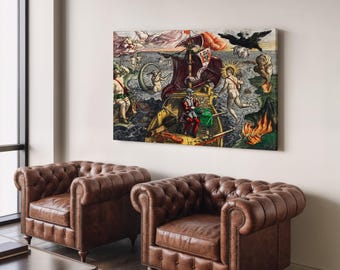 Theodor de Bry Grand Voyages Canvas Print – Francisco Poras vs. Columbus (1596)