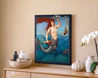 A Sea-Nymph (1881) painting by Sir Edward Burne–Jones. Canvas Art Print