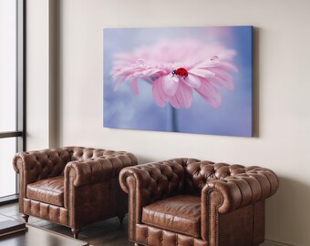 Ladybug on Flower - Wall Hanging - Decor, Famous Artwork, Canvas Art Print