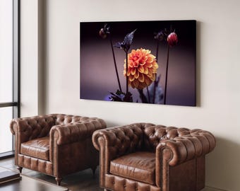 Orange Dahlia Canvas Print - Radiant Floral Wall Art