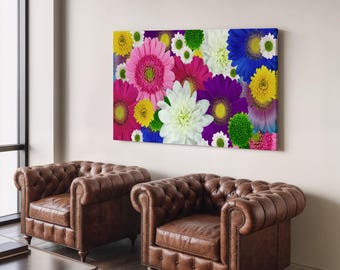 Colorful Daisy - Wall Hanging - Decor, Famous Artwork, Canvas Art Print