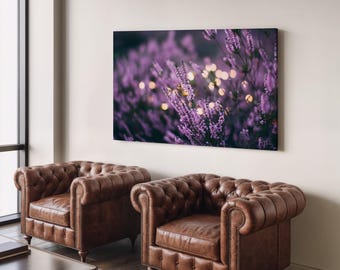 Lavender Field Canvas Print – Floral Wall Hanging with Bokeh