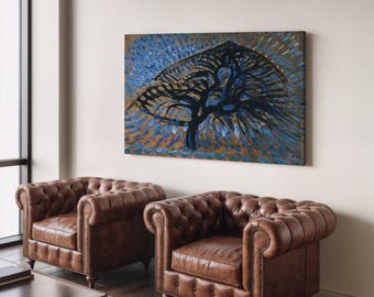 Mondrian Apple Tree by Piet Mondrian Canvas Print – Pointillist Painting Wall Art