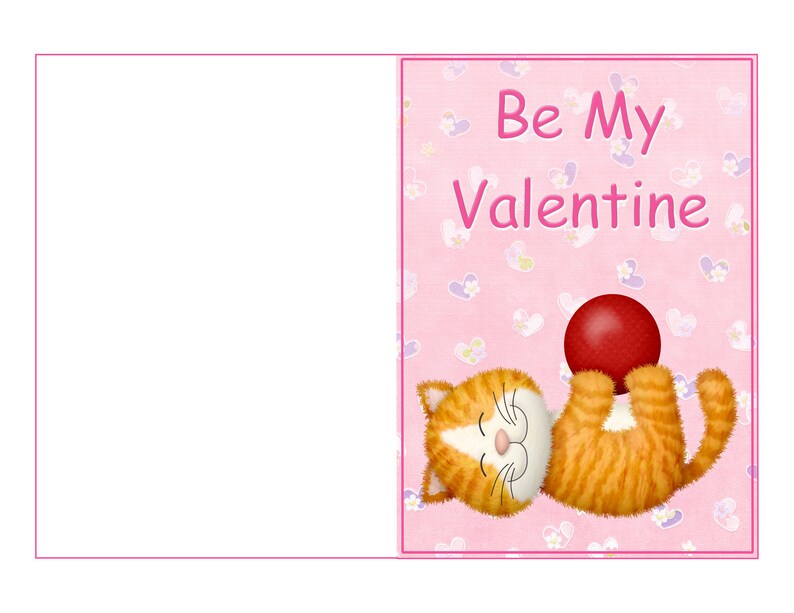 DIY Print for Kids Bundle, Printable Valentines, Cat, Valentine ...