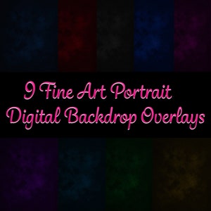 9 Fine Art Painterly Portrait Photoshop Backdrops, Overlay, dark cloud texture jpgs