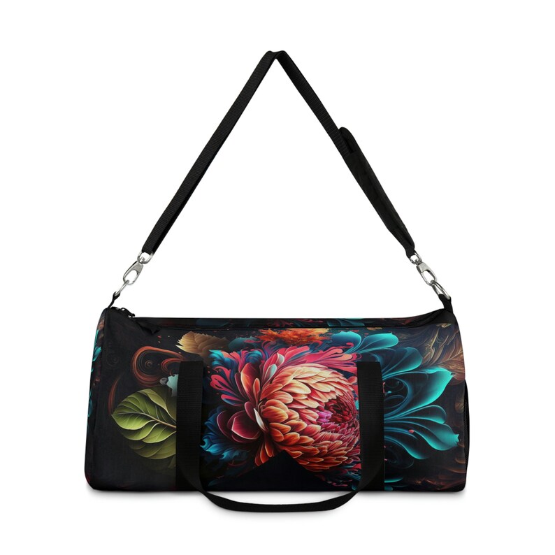 Pink Floral Skull Duffel Bag - Large Travel Gym Sports Bag With Shoe Compartment