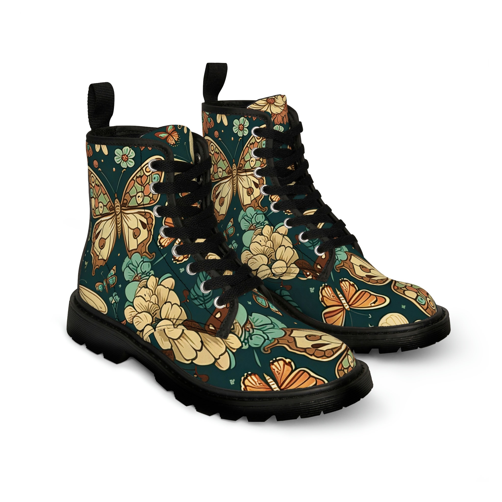 Watercolor Butterfly Print Women's Boots