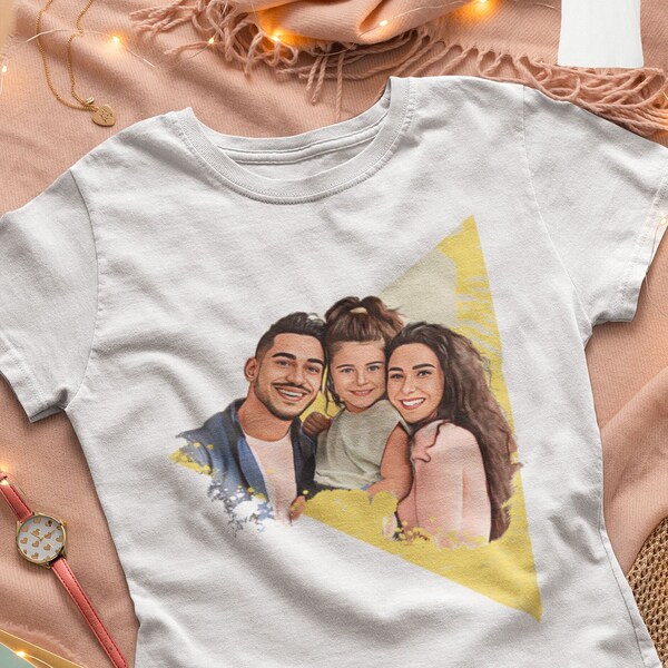 Personalized Cartoon Photo Shirt, Caricature Shirt, Custom Cartoon Tee, Family Cartoon Shirt, Cartoon Family Portrait Shirt, Photo to Print