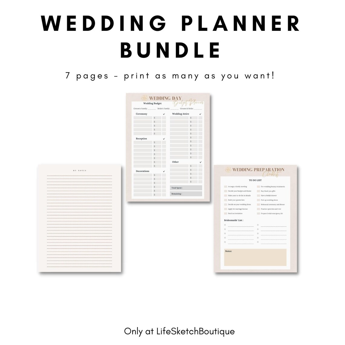 Wedding Planner Pages | Bundle | PDF - Etsy