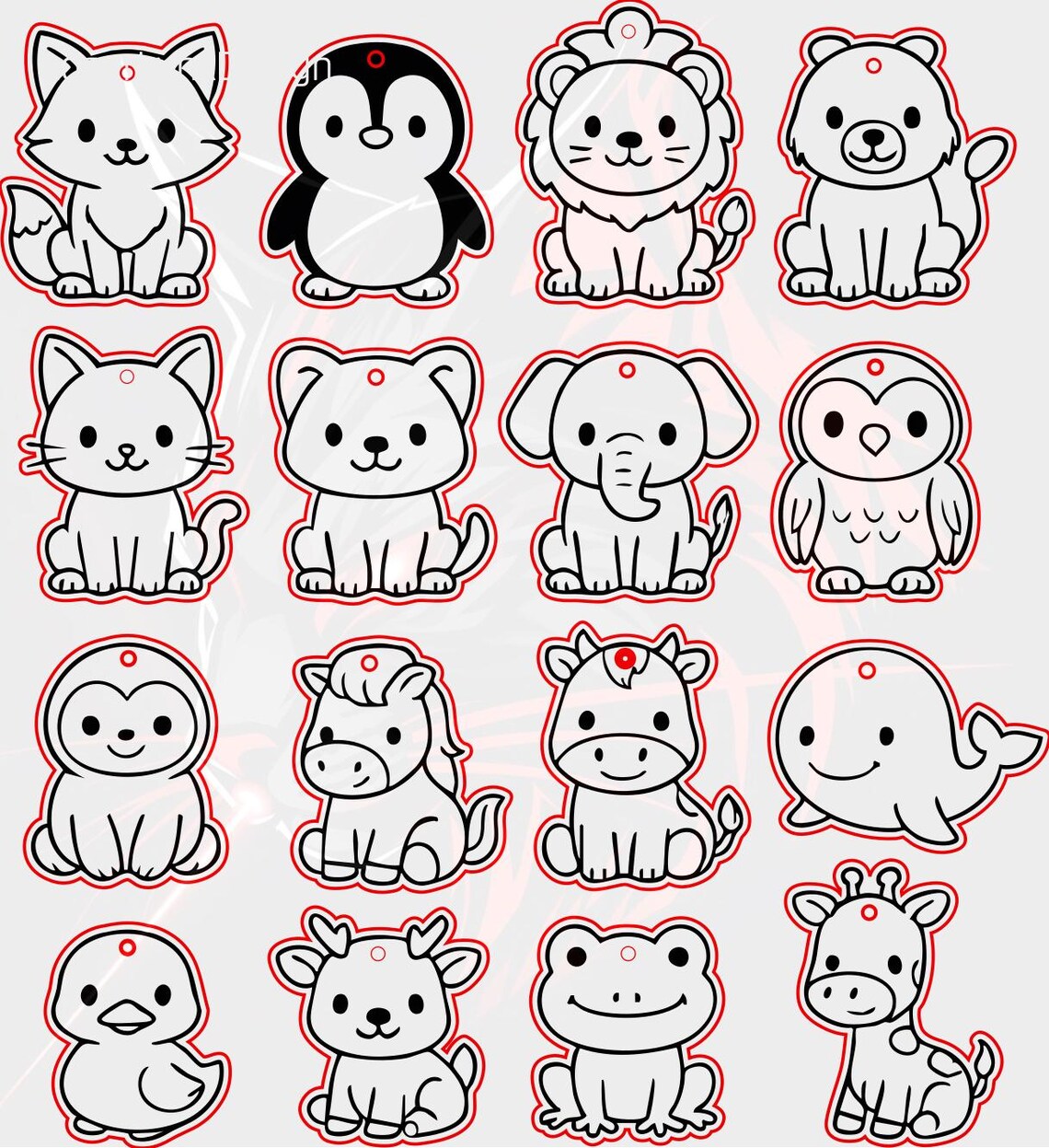 Animal Key Rings Vector Animal Keychain SVG Bundle | Cute Laser Cut Files (digital Download) - Etsy