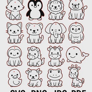 Dierensleutelhanger SVG-bundel | Schattige dieren lasergesneden bestanden | Digitale download | Sleutelhangersjablonen