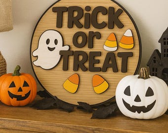 Placa de Halloween em SVG | Enfeite de porta "Doces ou Travessuras" (Download Digital)