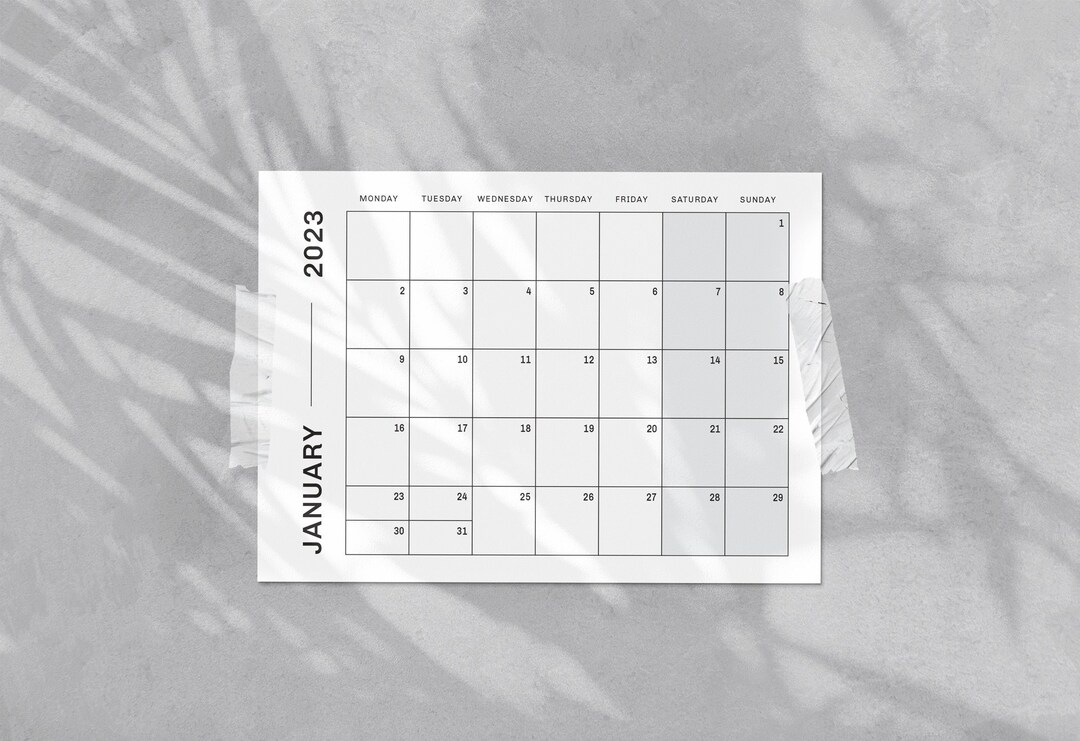 Printable Minimalist Calendar 2023 Letter Size - Etsy