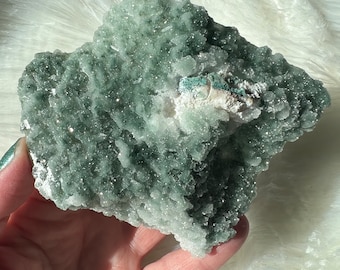 RARE Frosty Green, Druzy, Apophyllite, Chalcedony Crust