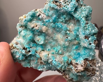 Chrysocolla covered in quartz druzy mineral specimen collection piece