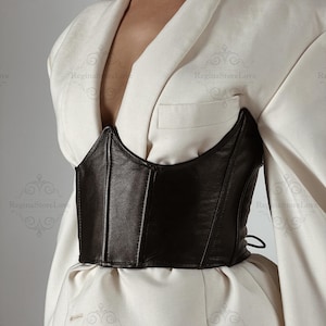 Leather underbust corset,Genuine leather corset,Underbust corset belt,Custom made corset,Corset top black,Wide waist belt,Gothic corset belt