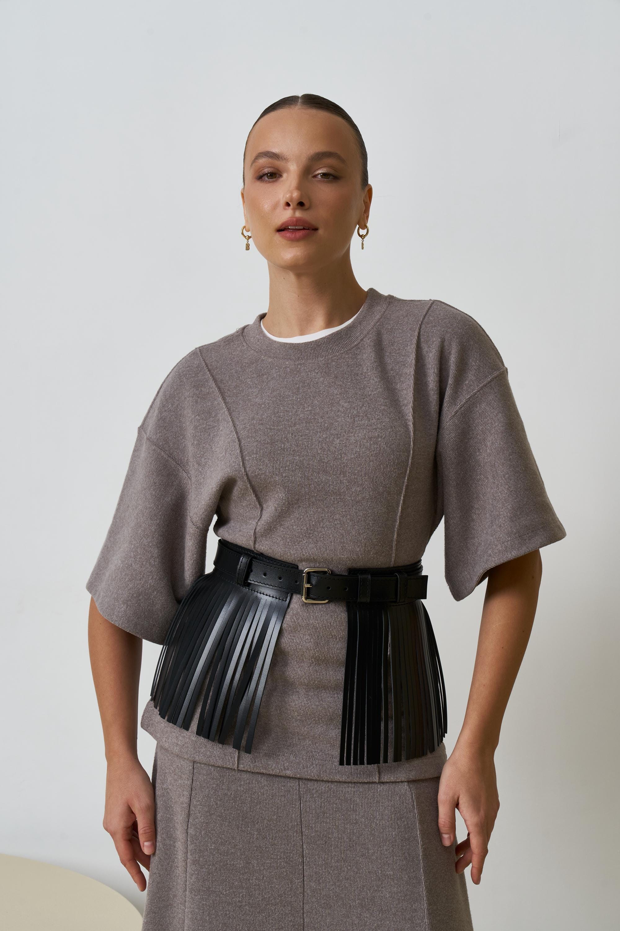 Leatherette Fringe Belt, black 100% LEATHER FRINGE SCARF BELT - Black | ZARA United States main image 3