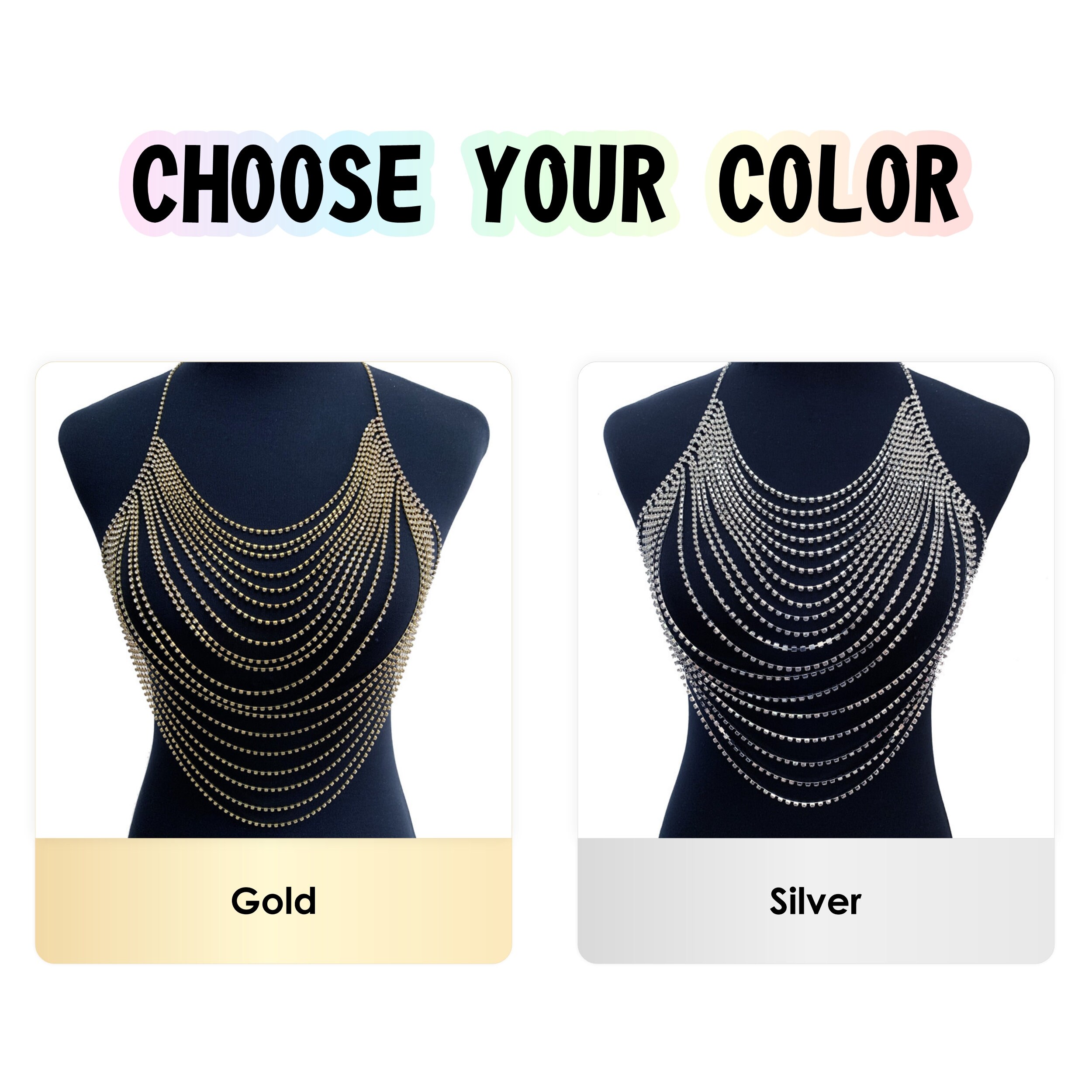 Layered Necklace Gold, Body Chain Necklace, Layered Belly Chain