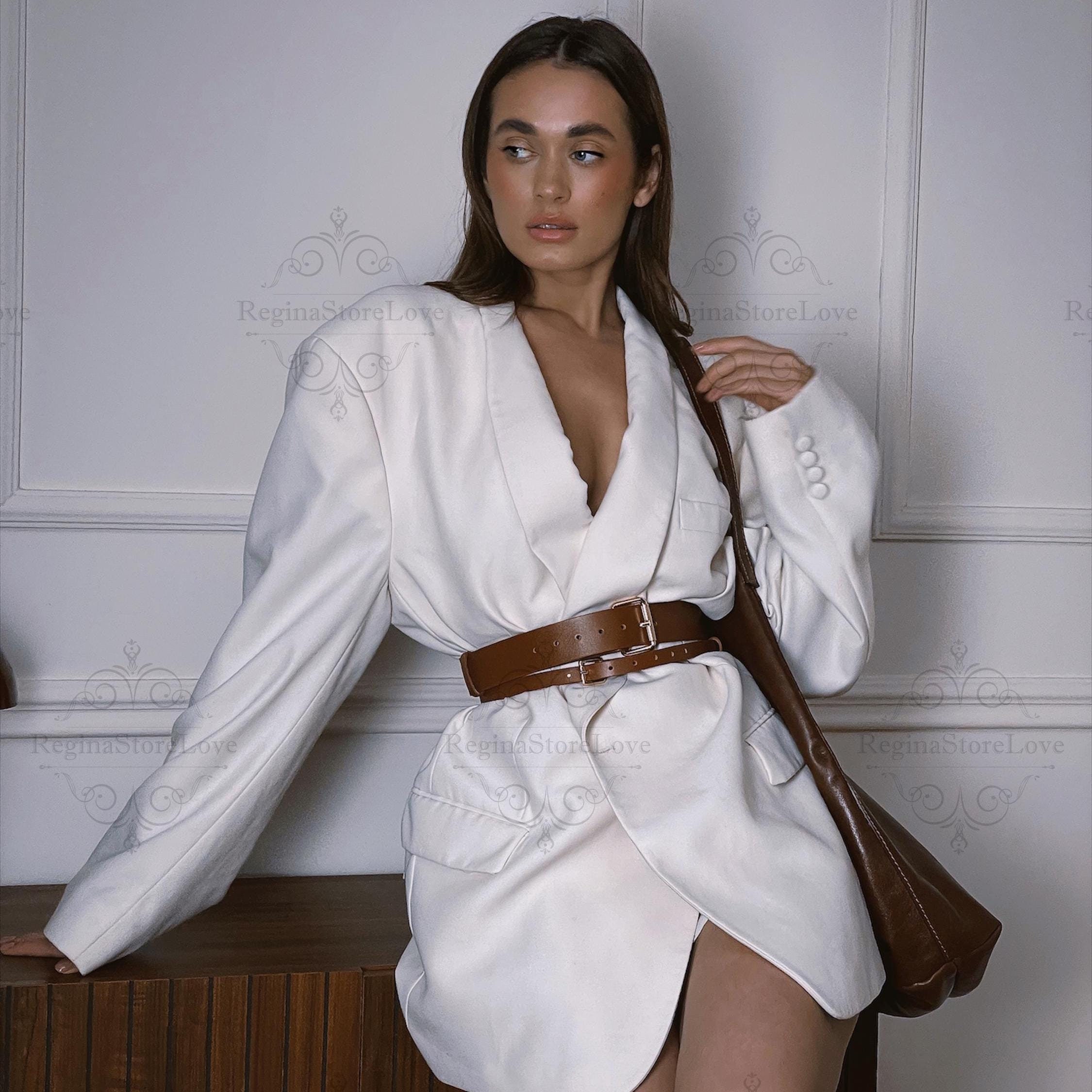 Double wrap belt, Double leather belt, Double buckle belt, Brown wide leather belt, Wide belt for dress, High waist belt, Wide black belt