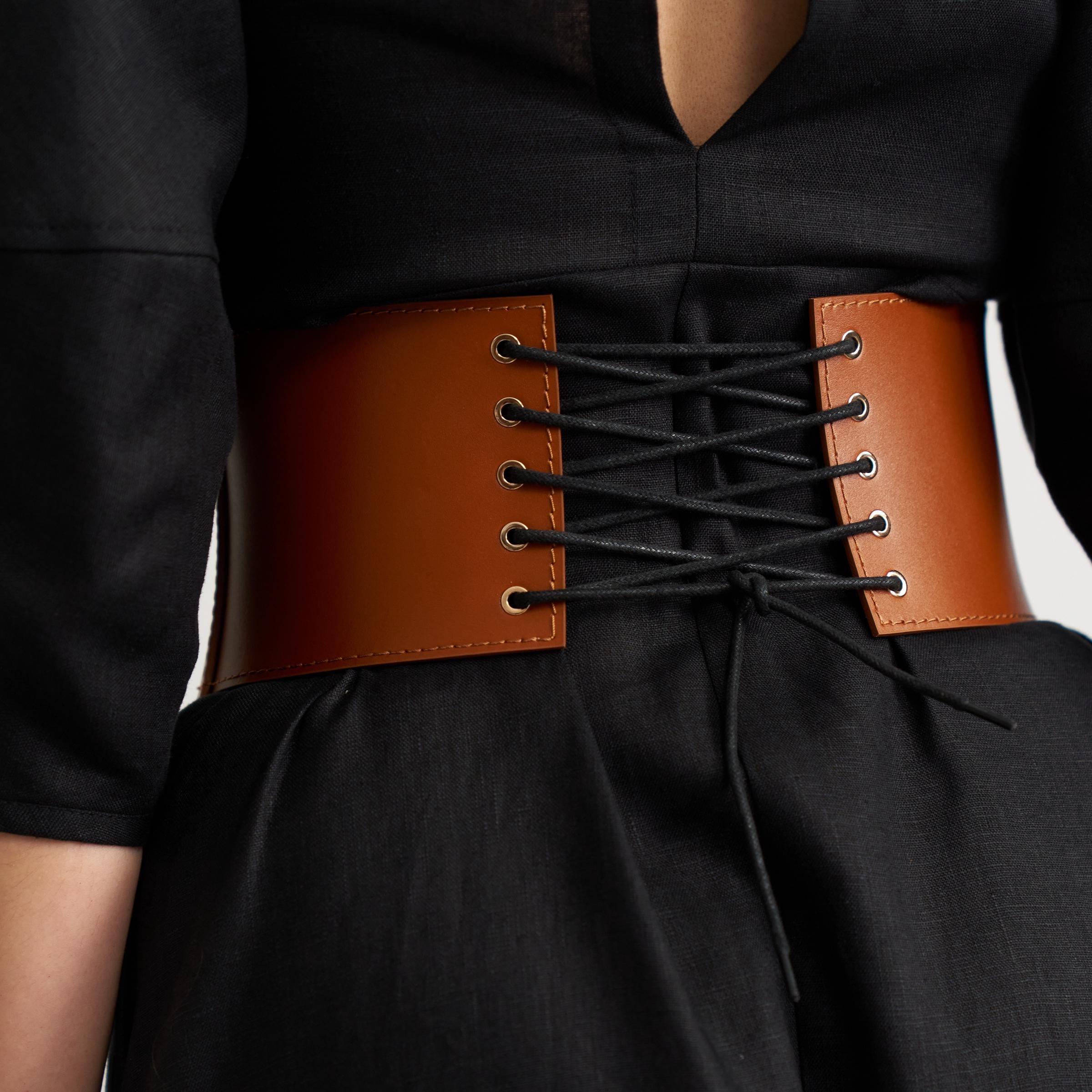 Double Buckle Corset Style Belt, Waist Corset Belt, Leather Corset