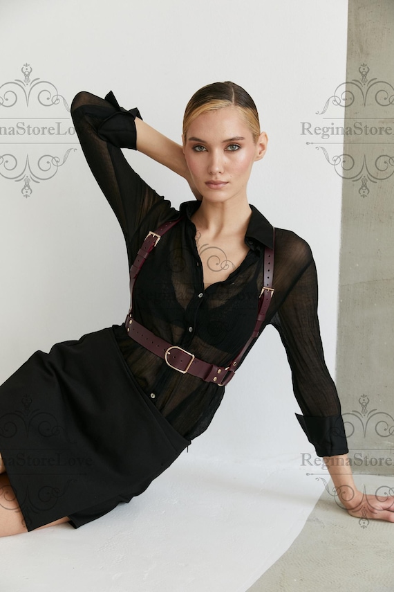 Chest Harness Belt Leather Womens, Leather Chest Harness  display picture 2