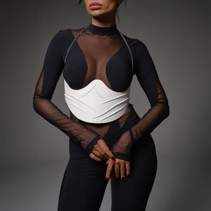 Underbust corset leather, Underbust corset belt, Cupless corset top, Underbust harness leather, White leather corset, Wide leather belt