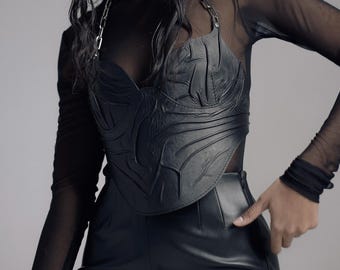 Black overbust corset, Leather corset women, Leather bustier top, Leather corset top, Corset top black, Plus size corset top