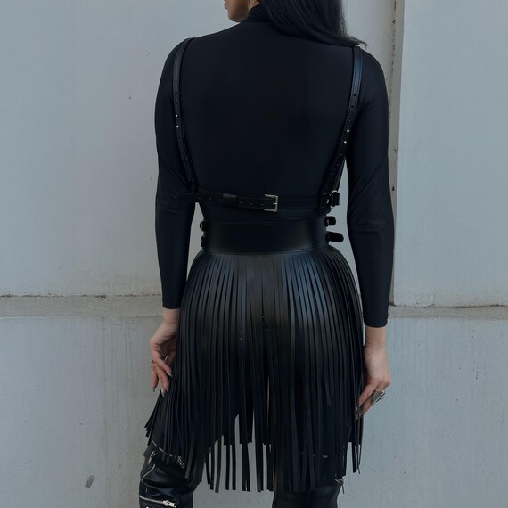 Belt With Fringe, Leather Fringe Skirt, Short Fringe Skirt  display picture 3